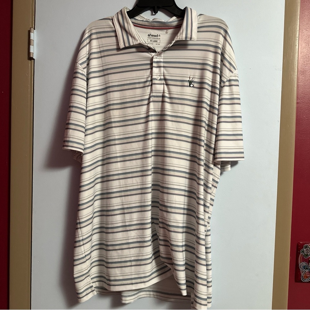 Ahead Performance Striped Golf Polo